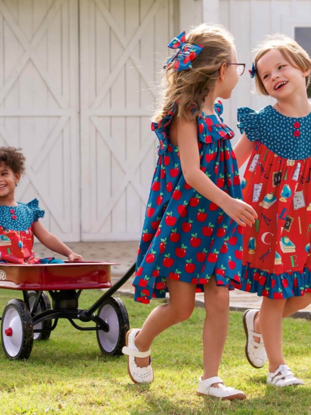 Eleanor Rose Farrah Dress- Schoolyard Fun Collection ‘Red Apples’